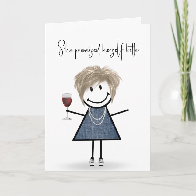 Carte Fille en bonhomme allumette d'anniversaire avec ba (Devant)