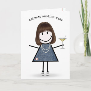 Carte Fille en bonhomme allumette d'anniversaire avec Ma