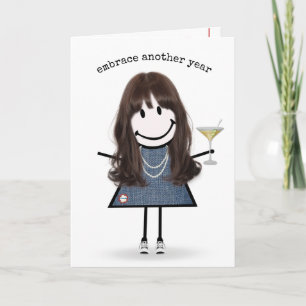 Carte Fille en bonhomme allumette d'anniversaire avec Ma