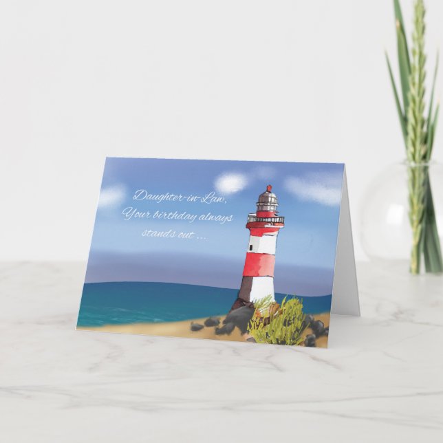 Carte Fille en droit Anniversaire Phare côtier (Devant)