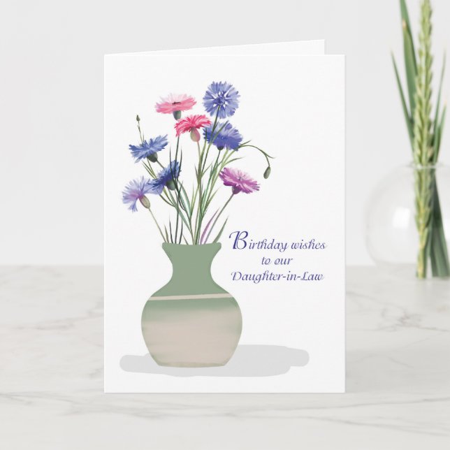 Carte Fille en droit Anniversaire Souhaits Fleurs de maï (Devant)