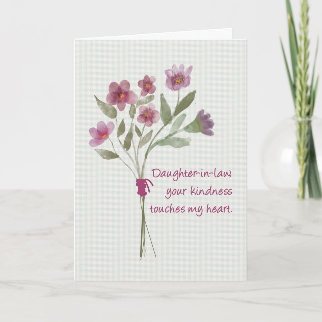 Carte Fille en droit Bouquet de fleurs Merci (Devant)