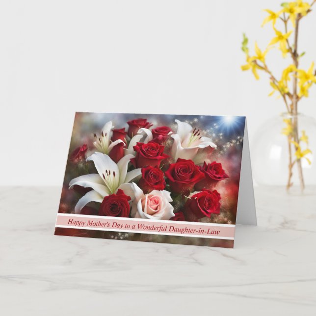 Carte Fille en droit Joyeuse Fête des mères avec un joli (Fleur jaune)