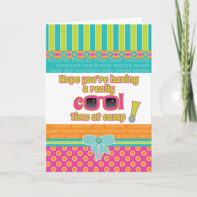 Carte Fille enfants au camp Vraiment Cool lunettes de so (Devant)