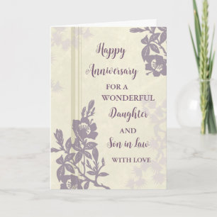 Carte Fille et Fils Floral en Droit Anniversaire Mariage