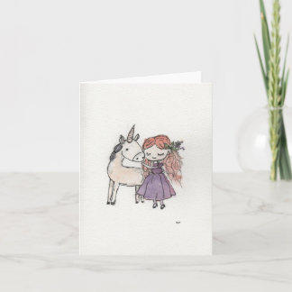Carte Fille et licorne petite