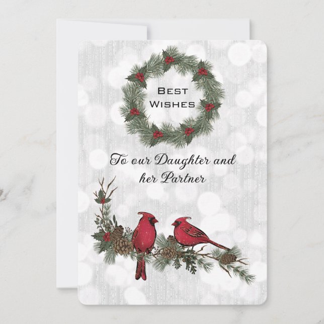 Carte Fille et partenaire Cardinal Rouge Noël (Devant)