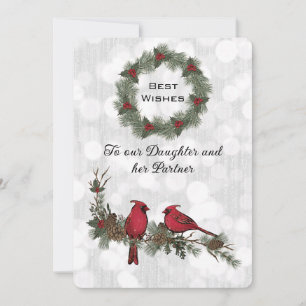 Carte Fille et partenaire Cardinal Rouge Noël