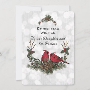 Carte Fille et partenaire Cardinal Rouge Noël