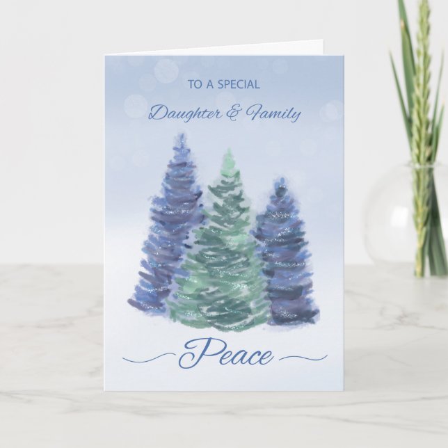 Carte Fille et vacances en famille Paix Arbres À feuilla (Devant)