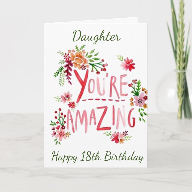 Carte FILLE EXTRAORDINAIRE à votre **18e** ANNIVERSAIRE (Devant)