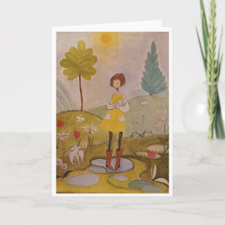 Carte Fille fantaisiste de conte de fées avec peinture d