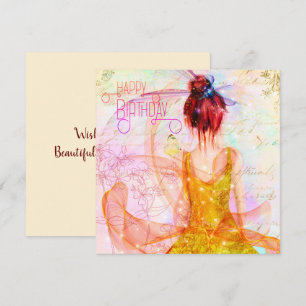 Carte Fille Fée Rose Whimsical Anniversaire