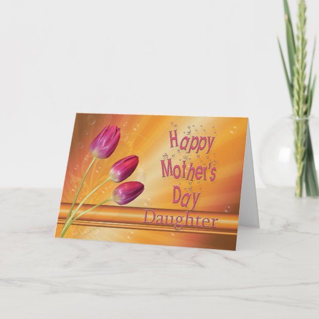 Carte Fille, Fête des Mères, tulipes pleines de soleil (Devant)