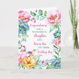 Carte Fille & Fils en droit Jour de mariage Félicitation