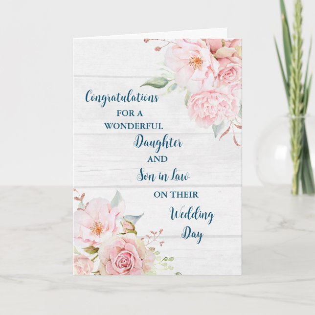 Carte Fille & Fils en droit Jour de mariage Félicitation (Devant)