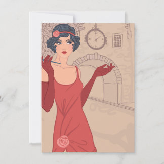 Carte Fille Flapper illustrée