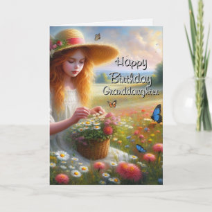 Carte Fille Fleurs de cueillette Grand-fille Anniversair