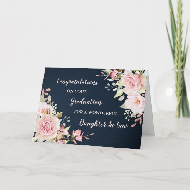 Carte Fille florale en droit Félicitations Graduation (Devant)