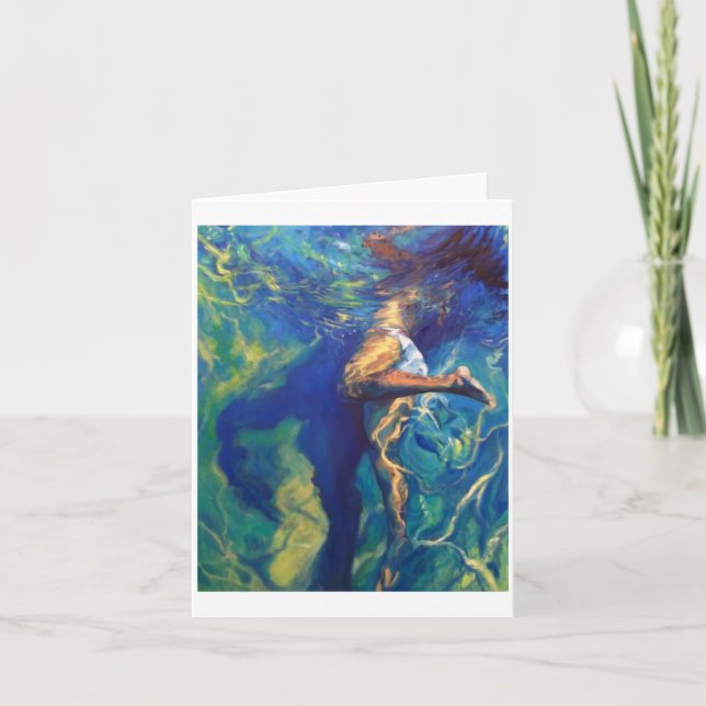 Carte Fille flottant au sommet de la piscine (Devant)