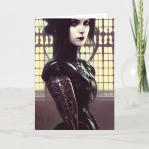 Carte Fille gothique Steampunk Yeux de couleur différent