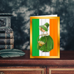 Carte Fille irlandaise vintage Saint Patrick's Day