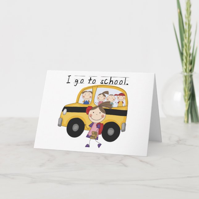 Carte Fille Je vais à l'école T-shirts et cadeaux (Devant)