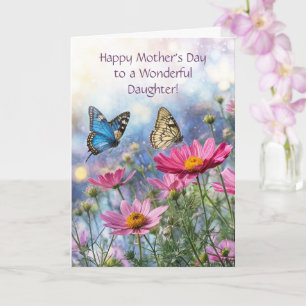 Carte Fille Joyeuse Fête des Mères Jolis Fleurs de Print