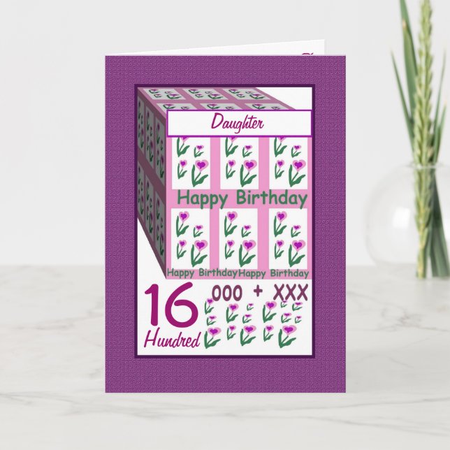 Carte FILLE - Joyeux 16e anniversaire (Devant)