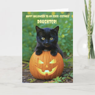 Carte Fille Joyeux Halloween Cute Chat Noir Kitten