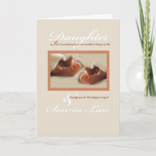 Carte Fille jumelle et gendre pieds bébé Félicitations