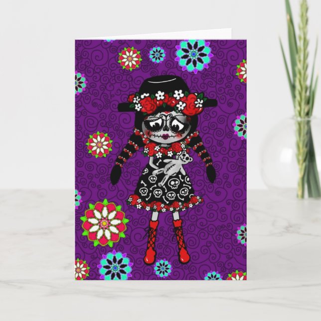 Carte Fille Kawaii Día de Muertos personnalisée (Devant)