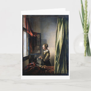 Carte Fille lisant une lettre à une fenêtre ouverte, Ver