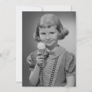 Carte Fille mange de glace crème