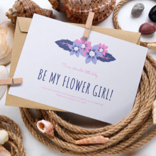 Carte fille Mariage bleu et lavande