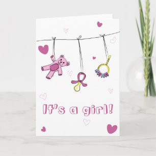Carte Fille née "c'est une fille !" célébration