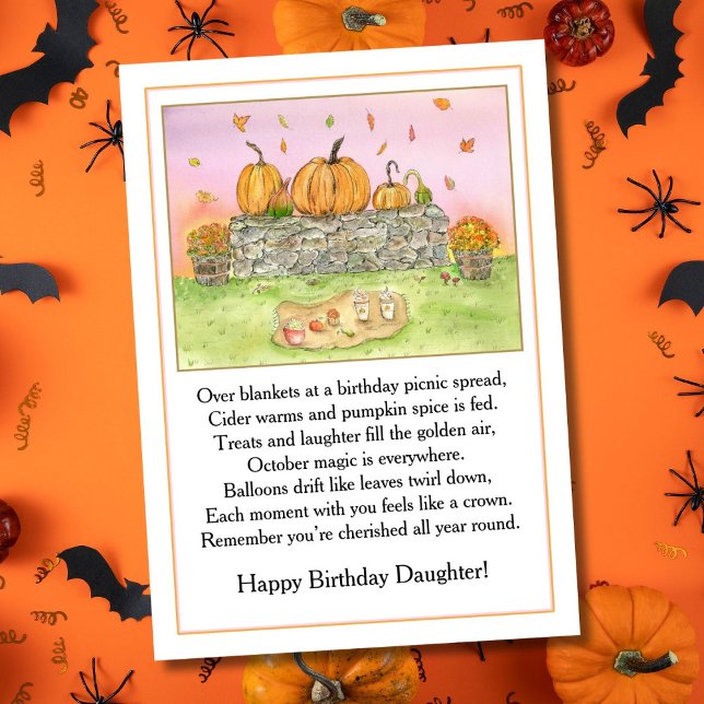 Carte Fille Octobre Anniversaire avec pique-nique Citrou (Créateur téléchargé)