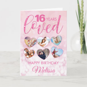Carte Fille Parties scintillant rose 16e anniversaire Ph