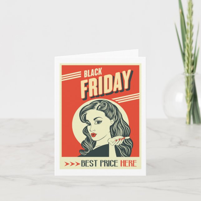 Carte Fille Pin-Up d'Art Pop Black Friday Rétro (Devant)
