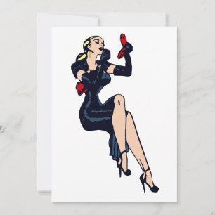 Carte Fille pin-up glamour blonde rétro vintage jolie