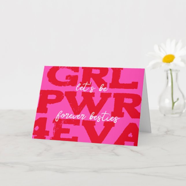 Carte Fille Power Valentines Salutation de la Journée (Petite plante)
