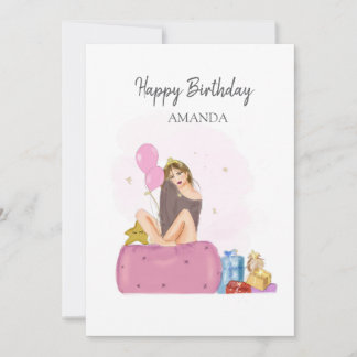 Carte fille qui fête son anniversaire