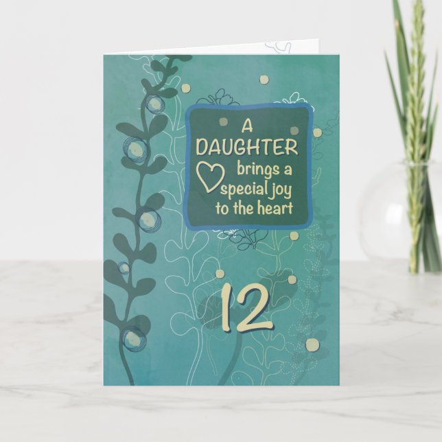 Carte Fille Religieuse 12e anniversaire Main verte dessi (Devant)