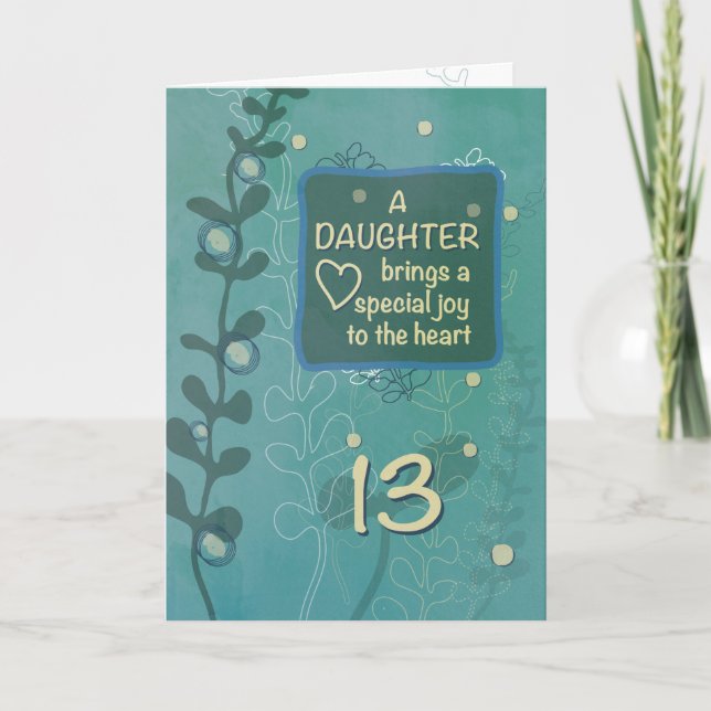 Carte Fille Religieuse 13e anniversaire Main verte dessi (Devant)