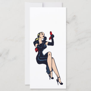 Carte Fille Rétro Blonde Jolie Vintage Glamour Épinglée