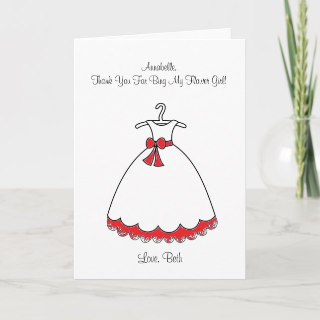 Carte Fille Robe Rouge (Devant)