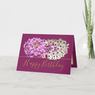Carte Fille rose et orchidées blanches Bouquet floral An