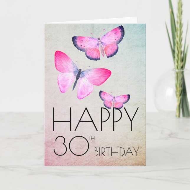 Carte Fille rose mignonne Elégante Aquarelle Anniversair (Devant)