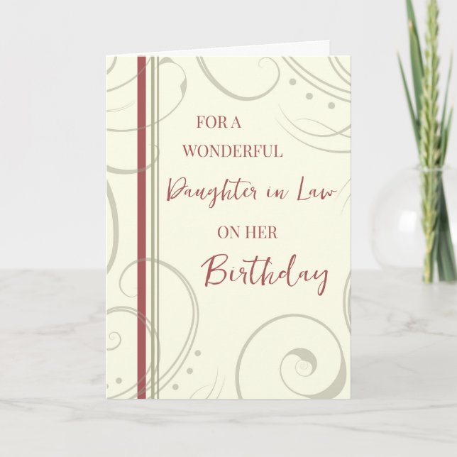Carte Fille rouge et beige en droit Anniversaire (Devant)