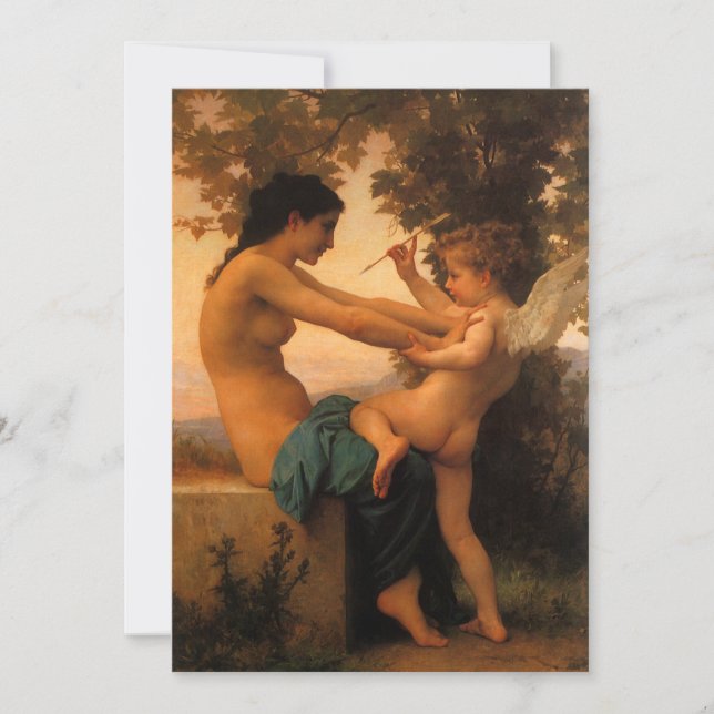 Carte Fille se défendant contre la cupidité par Bouguere (Devant)